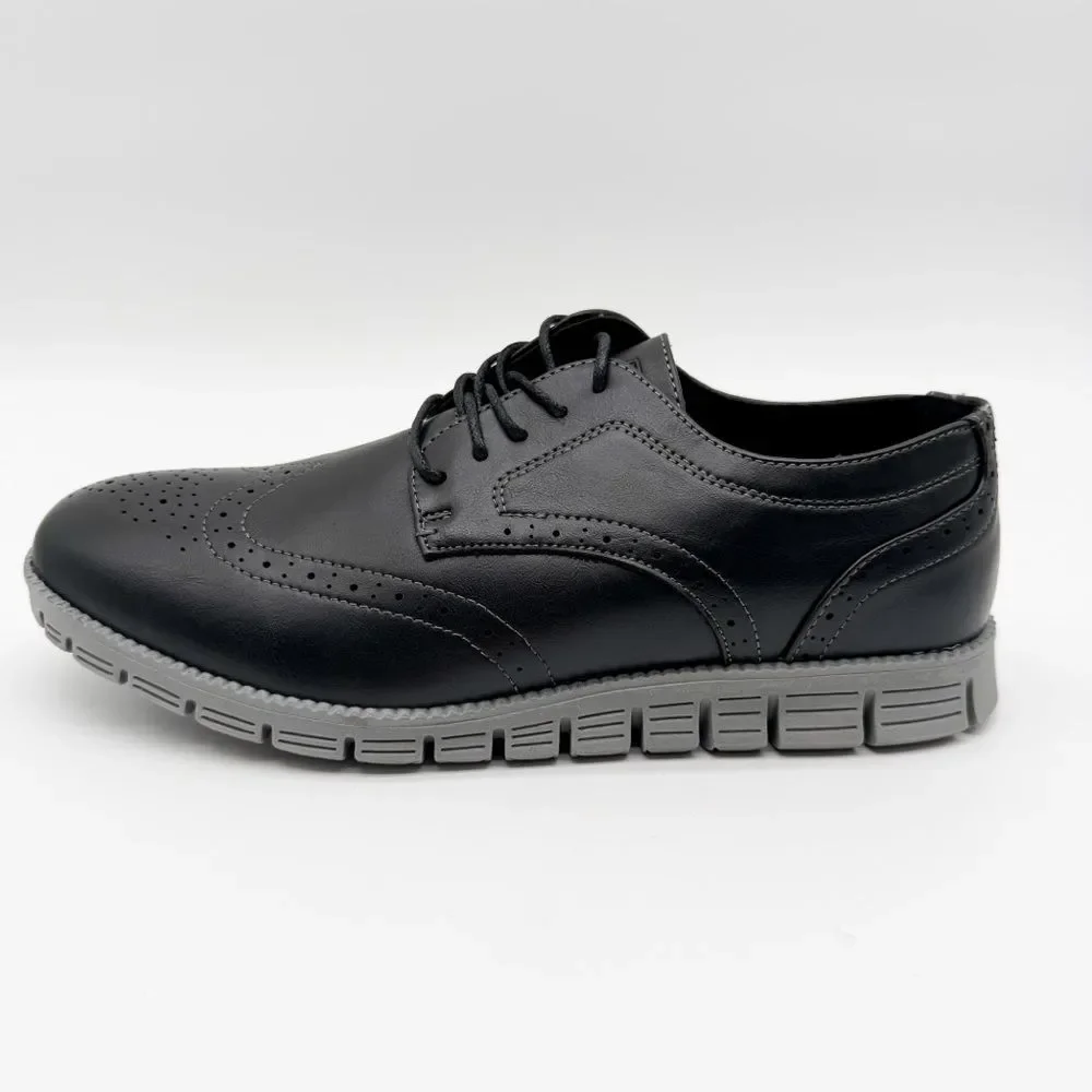 Deer Stags Corvallis Wingtip Oxford Dress Shoes Comfort Sole Black Gray 9.5 NEW